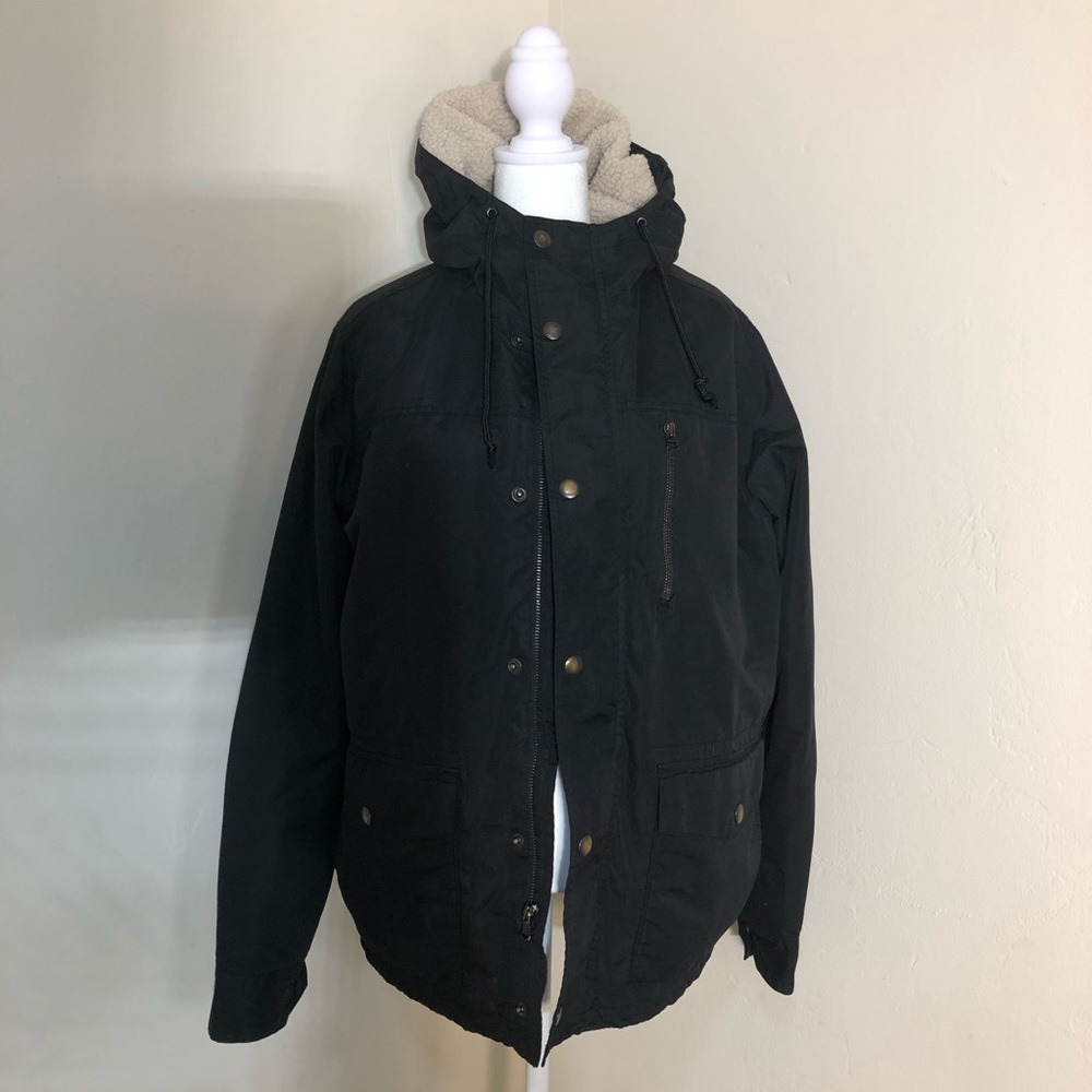 OLD NAVY Men's Work Coat Jacket Sherpa Thick Black Full Zip Button SZ S